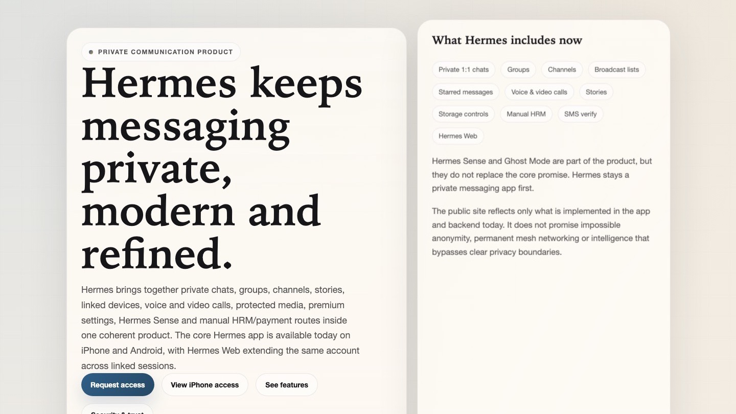 Hermes home screenshot